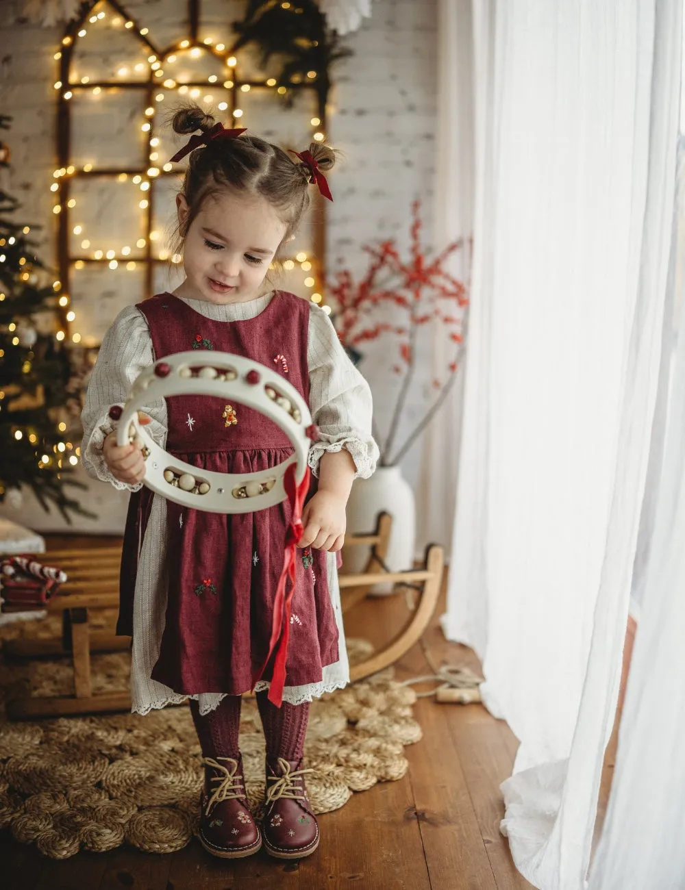 Christmas Scallop Boot - Bordeaux