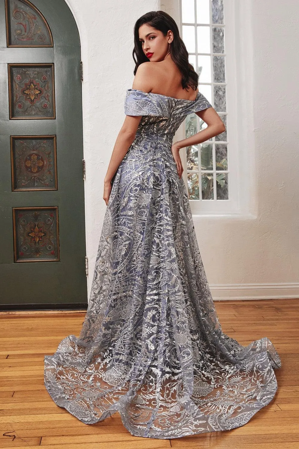 Cinderella Divine J836 Long Off Shoulder Evening Gown