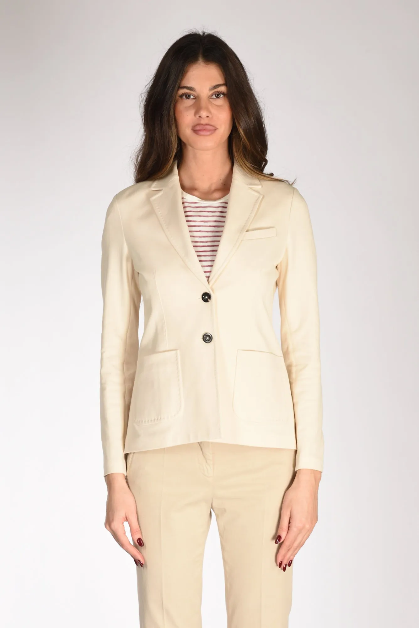 Circolo 1901 Blazer Piquet Bianco Naturale Donna