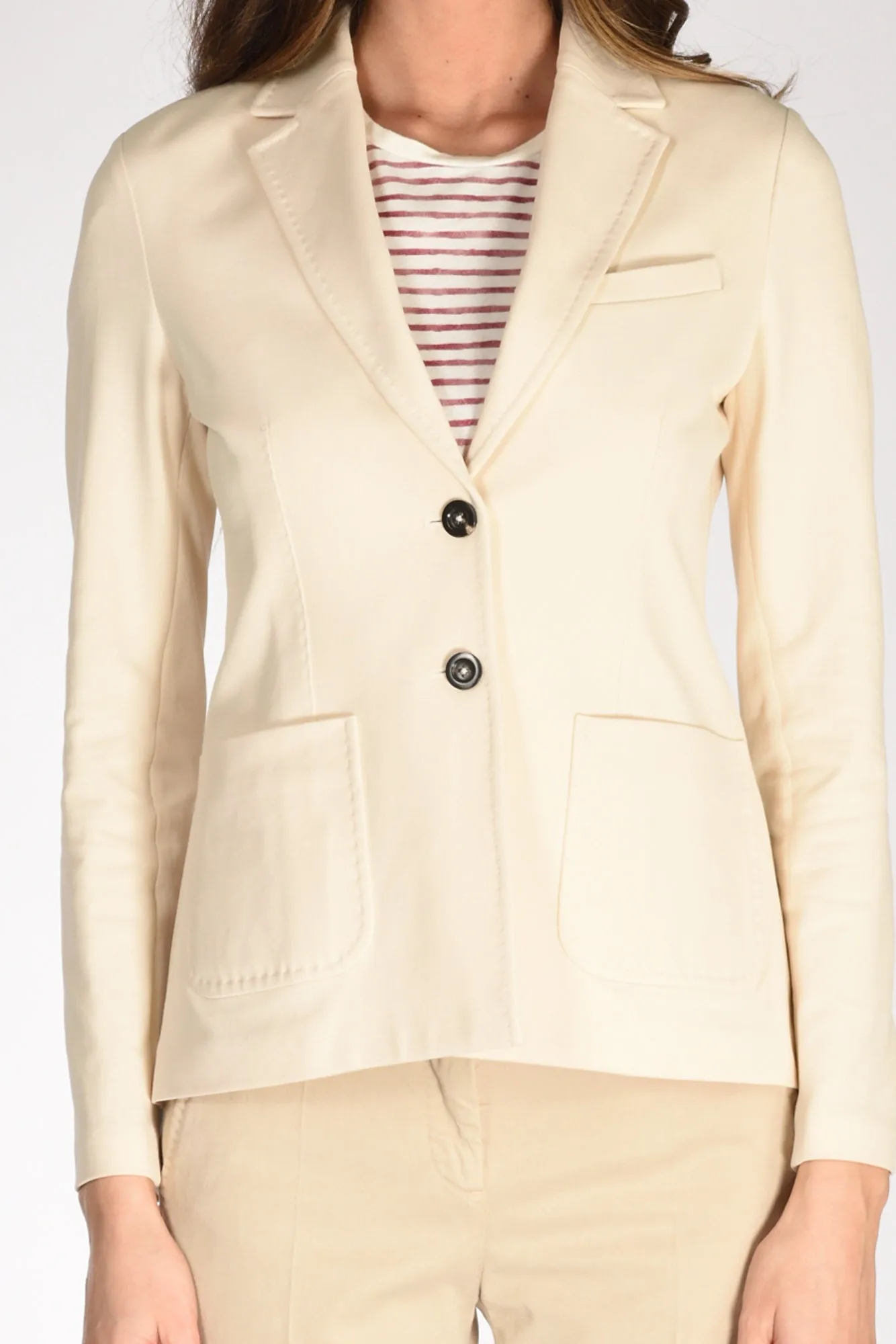 Circolo 1901 Blazer Piquet Bianco Naturale Donna