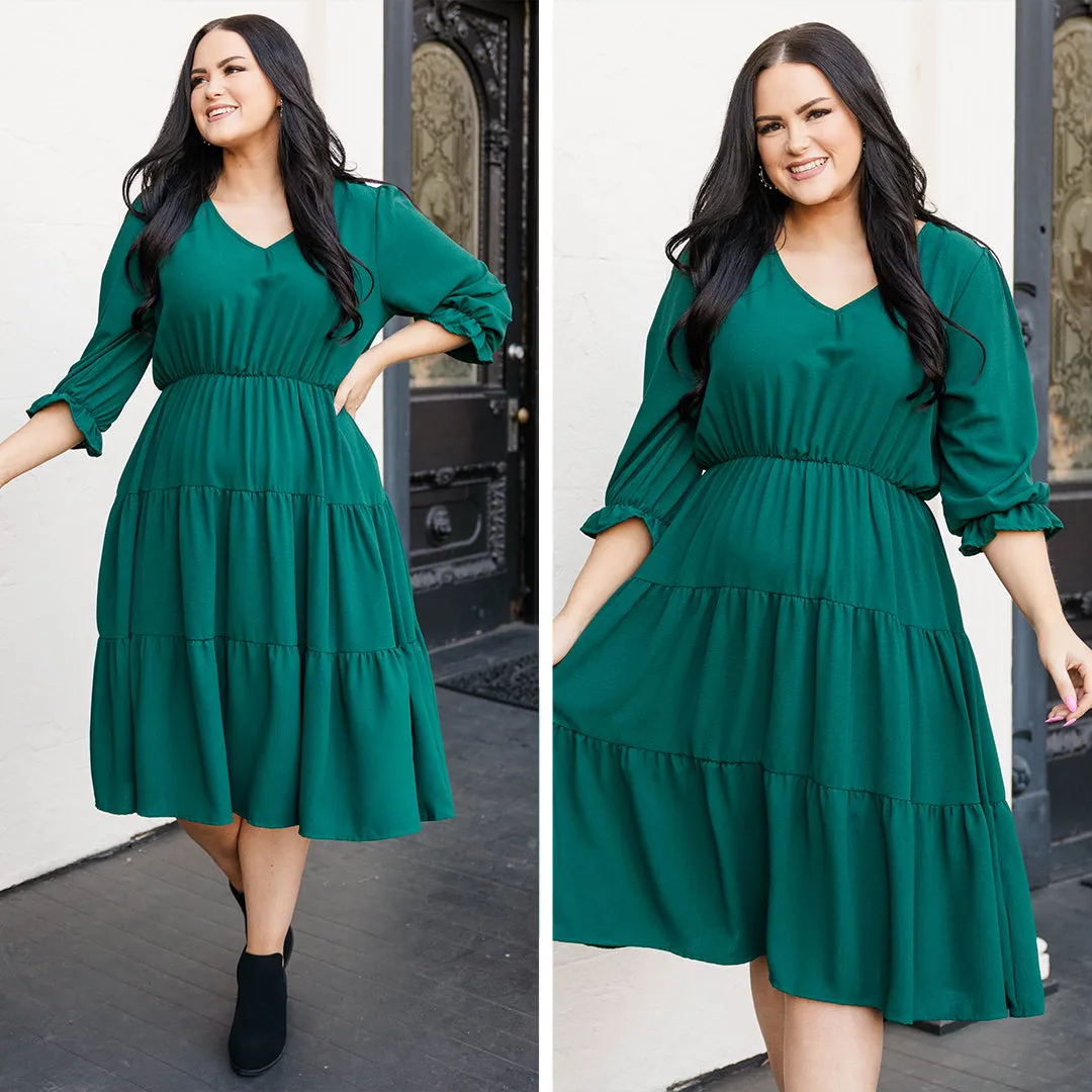 Coming To My Senses Dress, Hunter Green