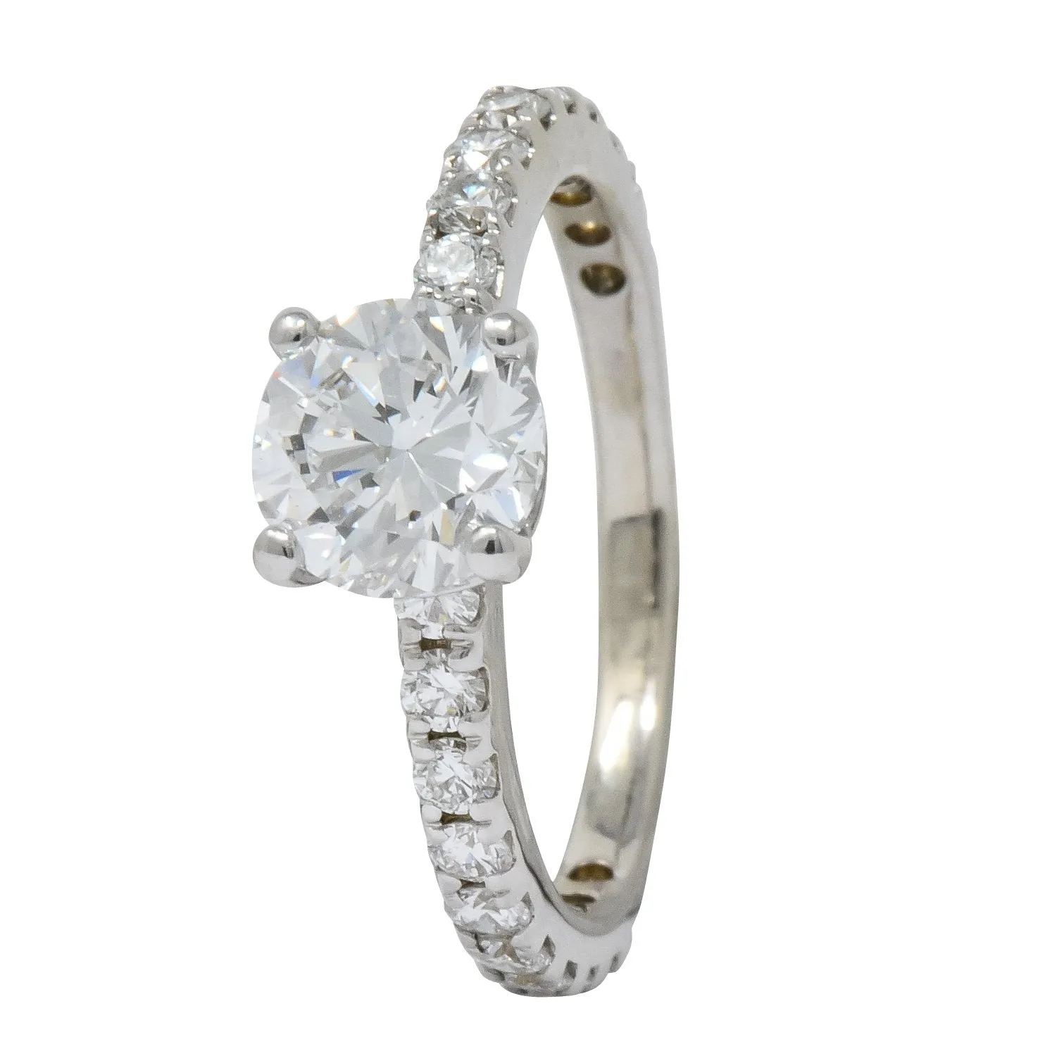 Contemporary 1.44 CTW Diamond 14 Karat White Gold Engagement Ring GIA