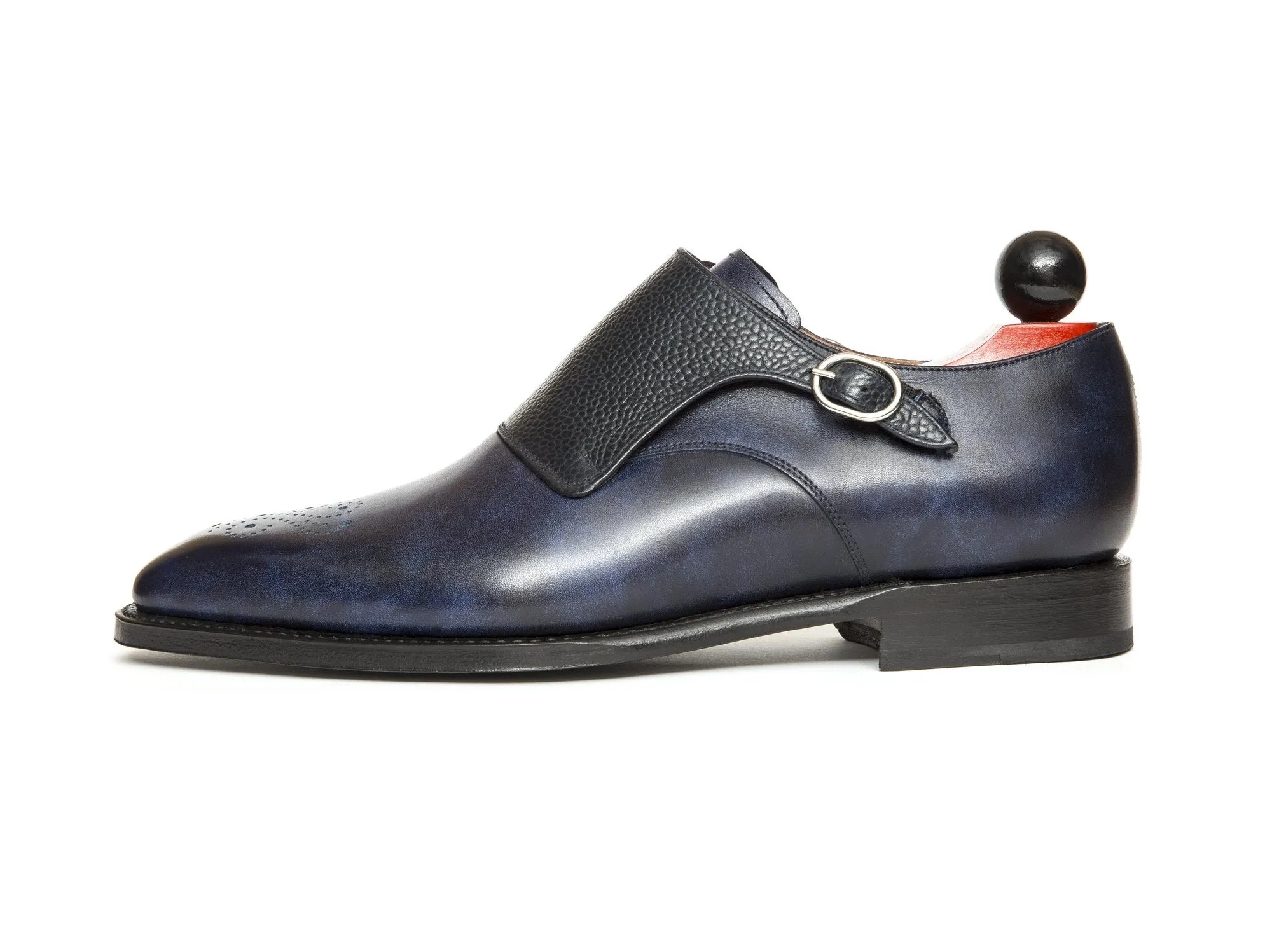 Corliss - MTO - Navy Museum Calf / Navy Scotch Grain - Heart Medallion - LPB Last - Single Leather Sole