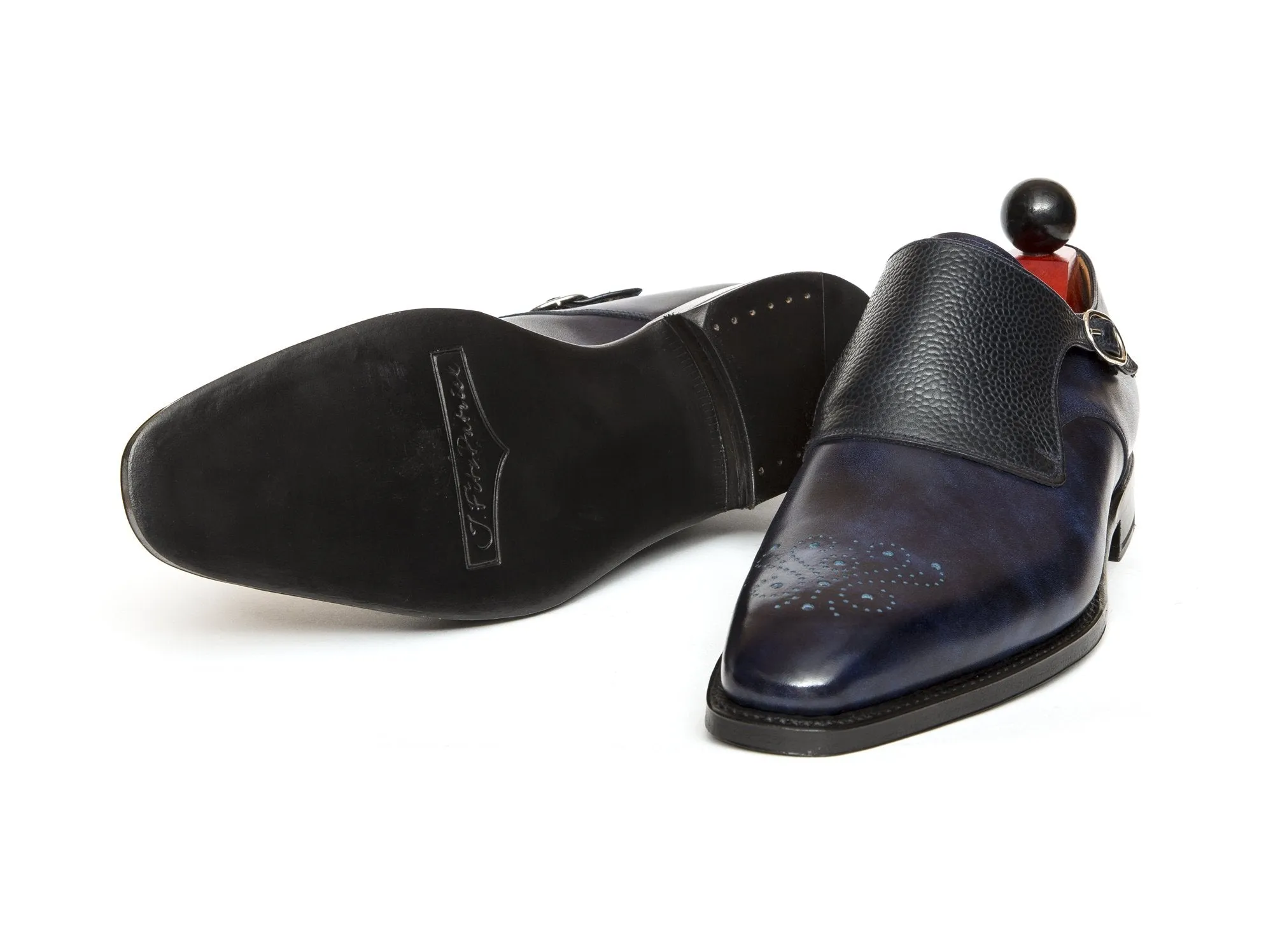 Corliss - MTO - Navy Museum Calf / Navy Scotch Grain - Heart Medallion - LPB Last - Single Leather Sole