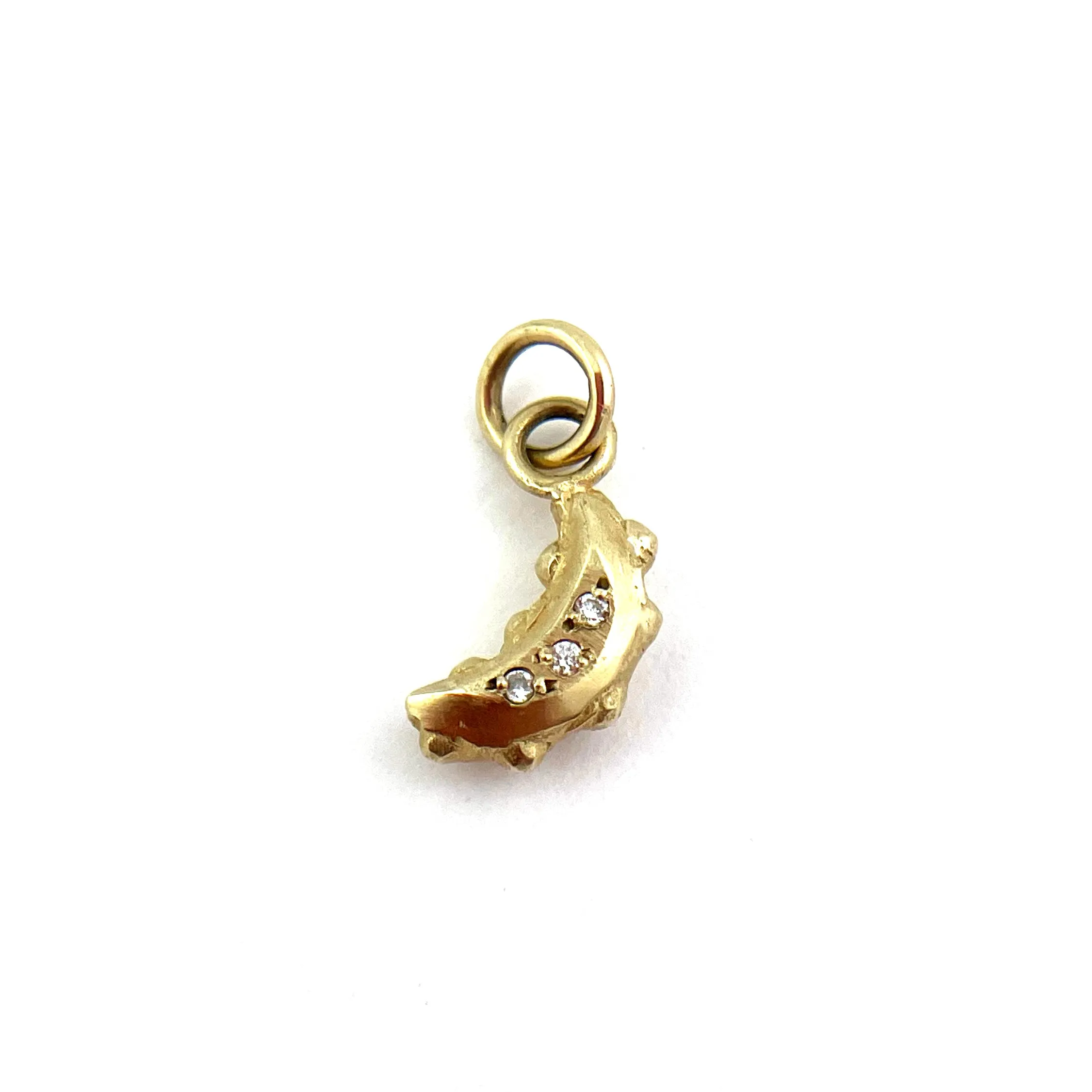 Crescent Moon Six White Diamonds - 14k Gold