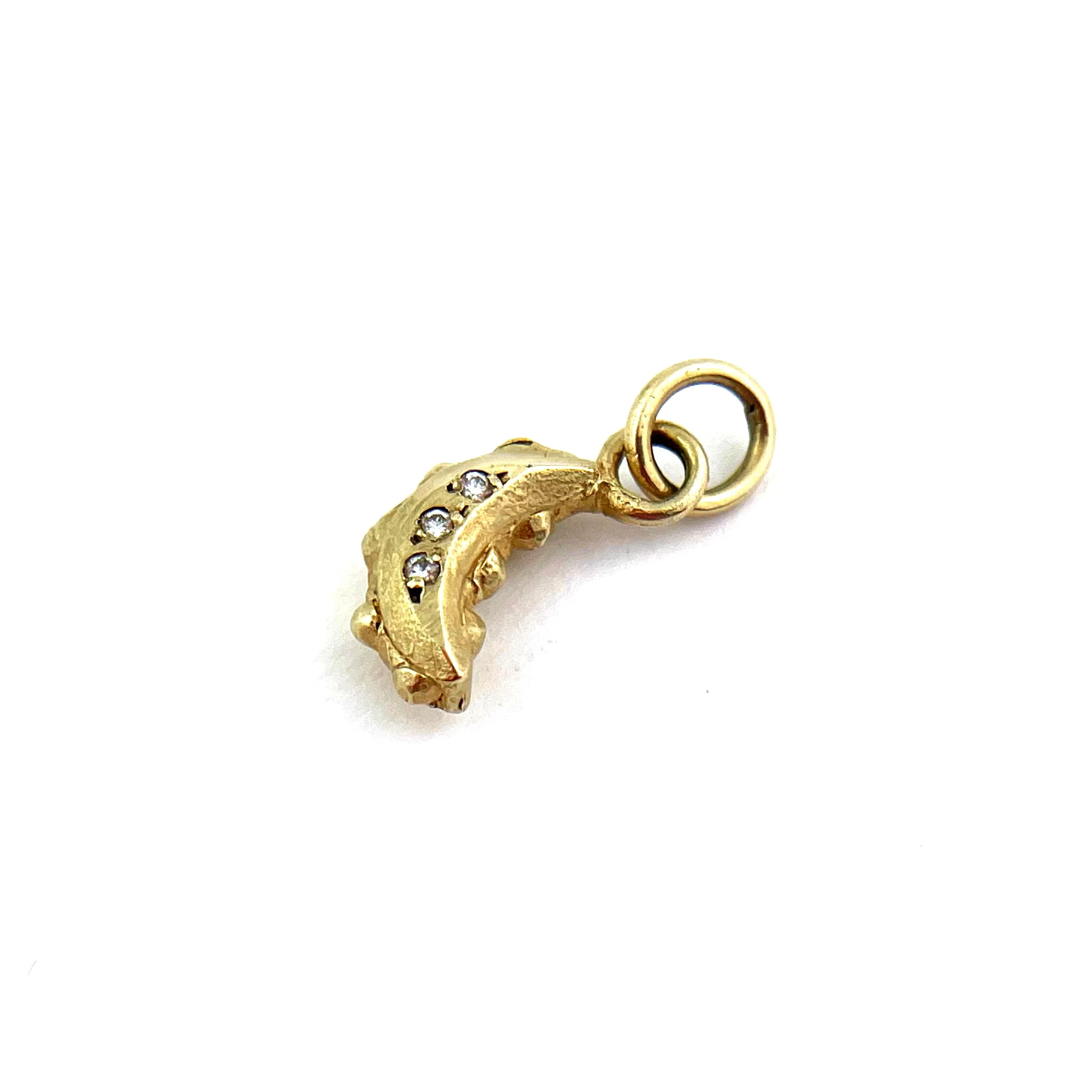 Crescent Moon Six White Diamonds - 14k Gold