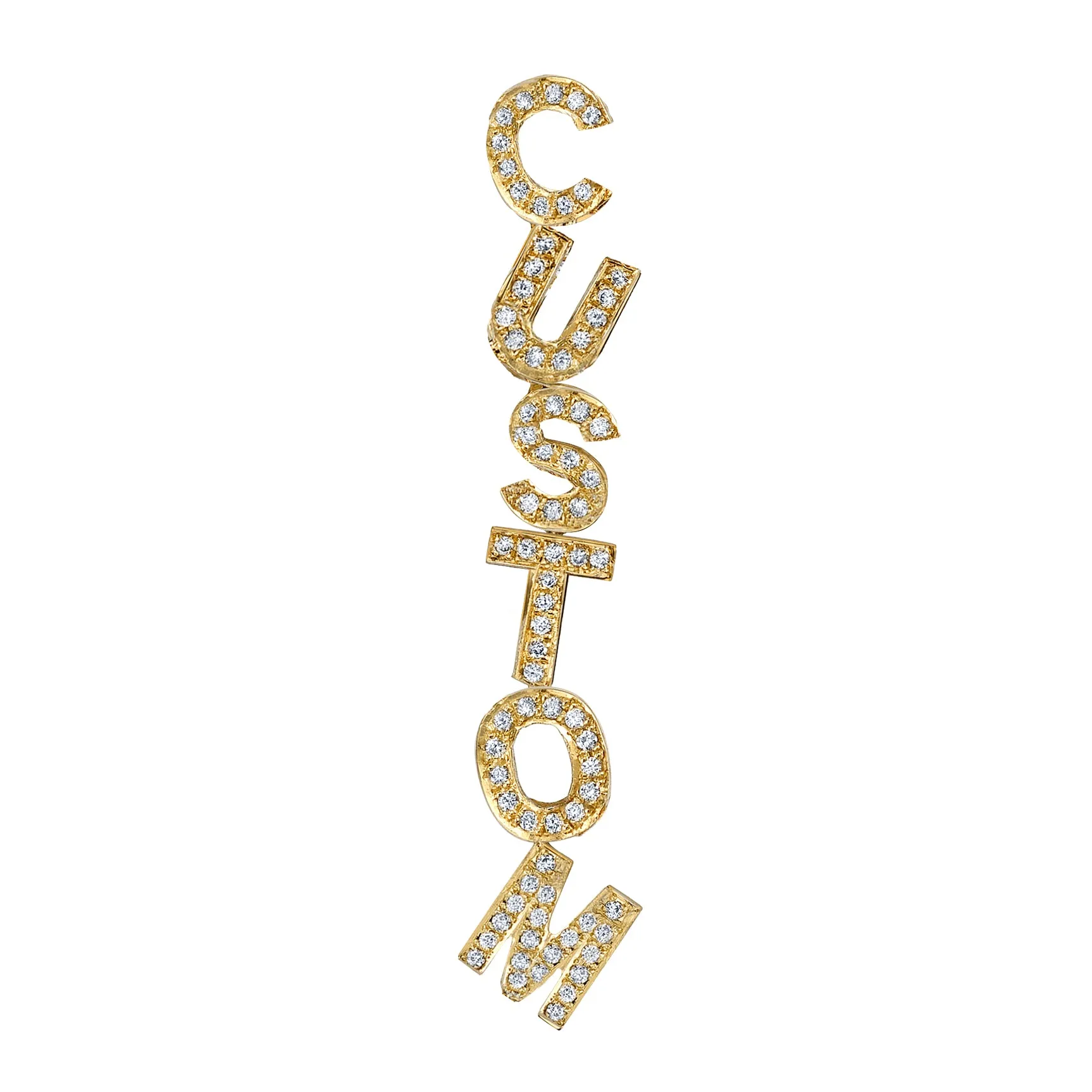 Custom Lettering Earring - White Diamond / 14k Yellow Gold