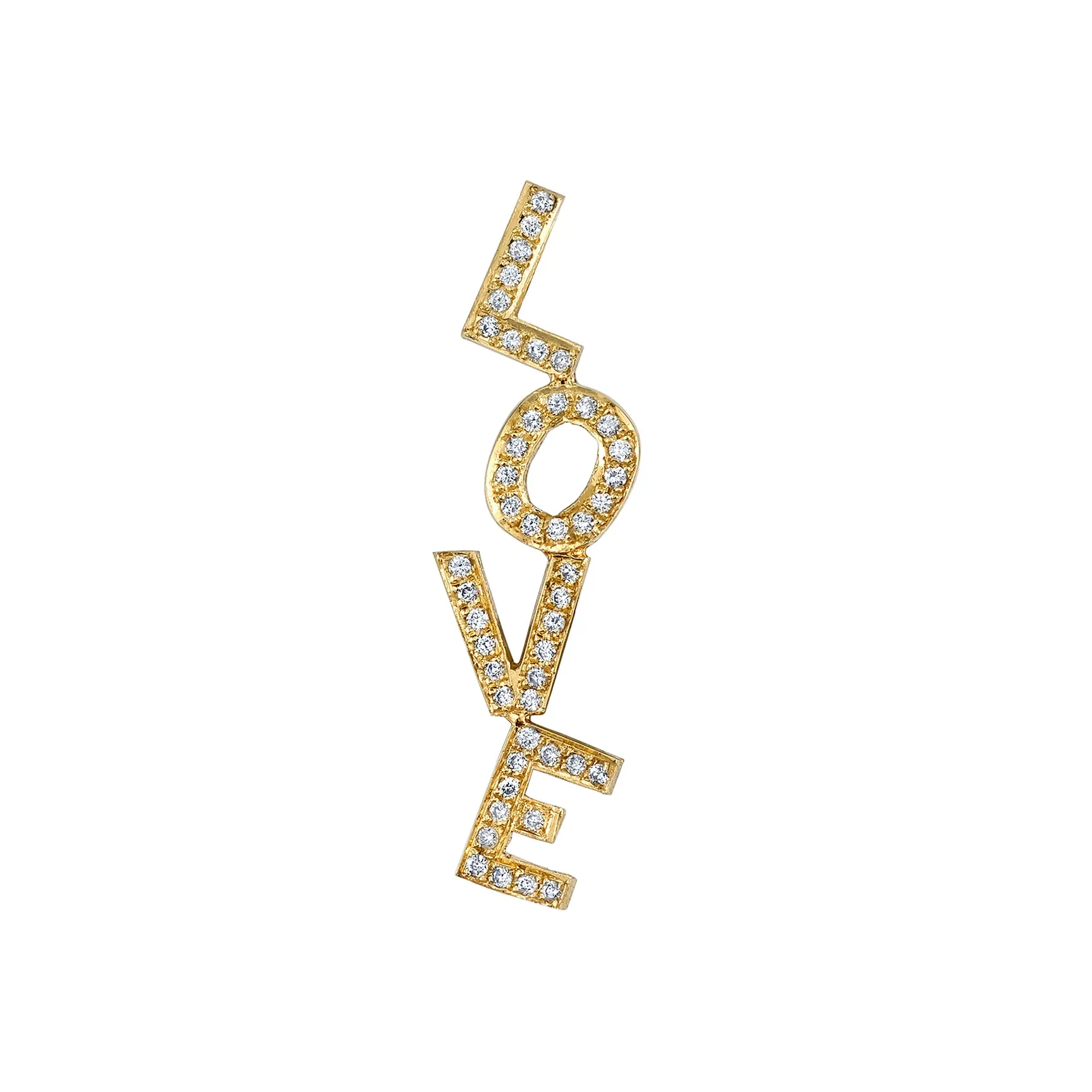 Custom Lettering Earring - White Diamond / 14k Yellow Gold