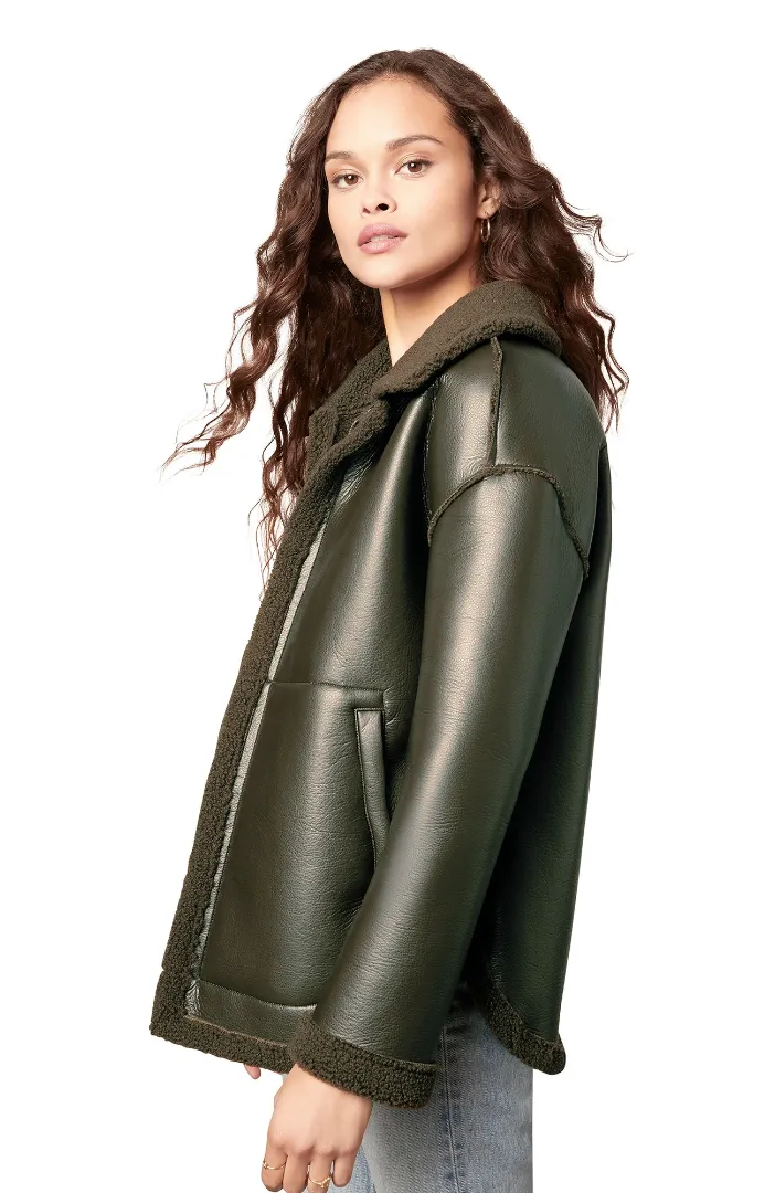 Dark Olive Shearling Jacket