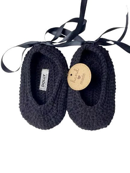 DOLLY by Le Petit Tom  CROCHET BABY BALLERINAS black