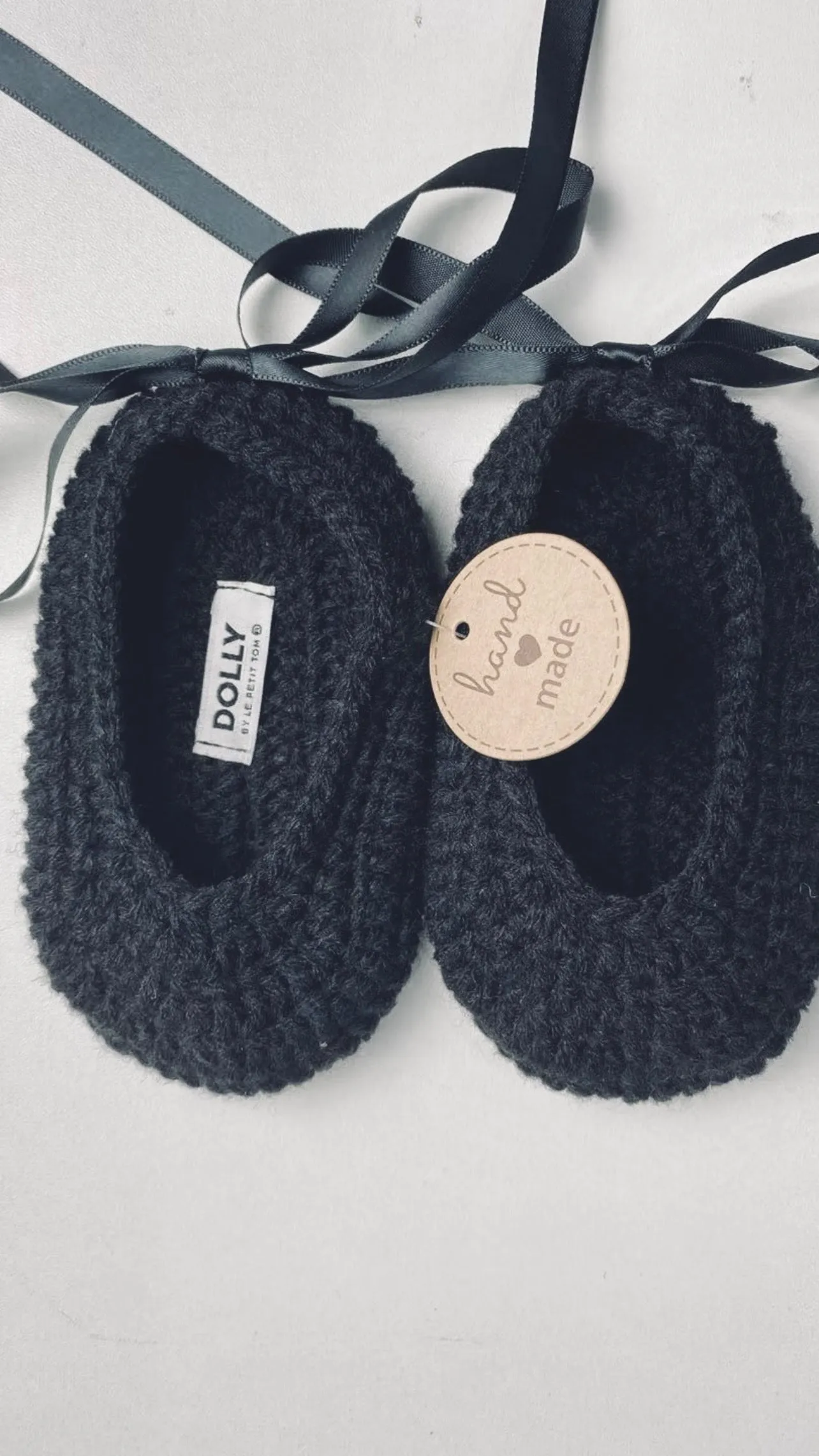 DOLLY by Le Petit Tom  CROCHET BABY BALLERINAS black