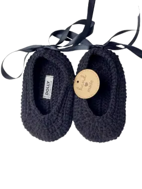 DOLLY by Le Petit Tom  CROCHET BABY BALLERINAS black