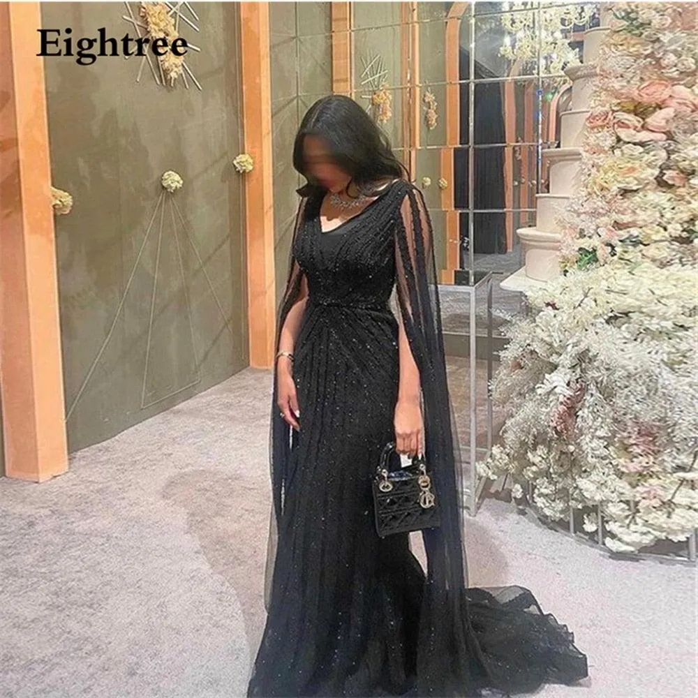 Eightree Black Elegant Mermaid Evening Dress