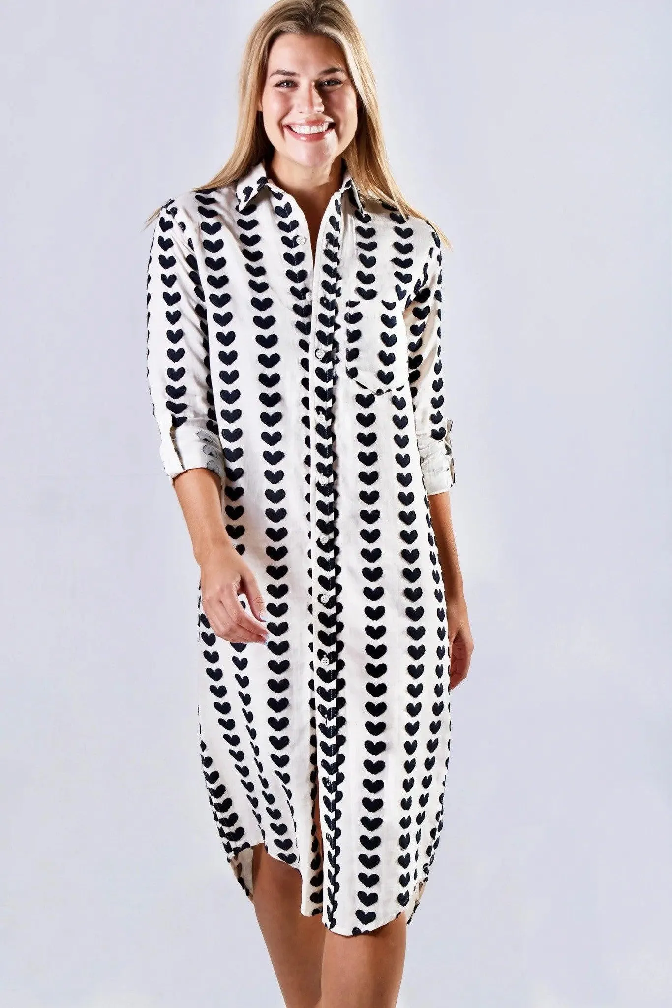 Emily Phillips - Black Hearts Midi Shirtdress