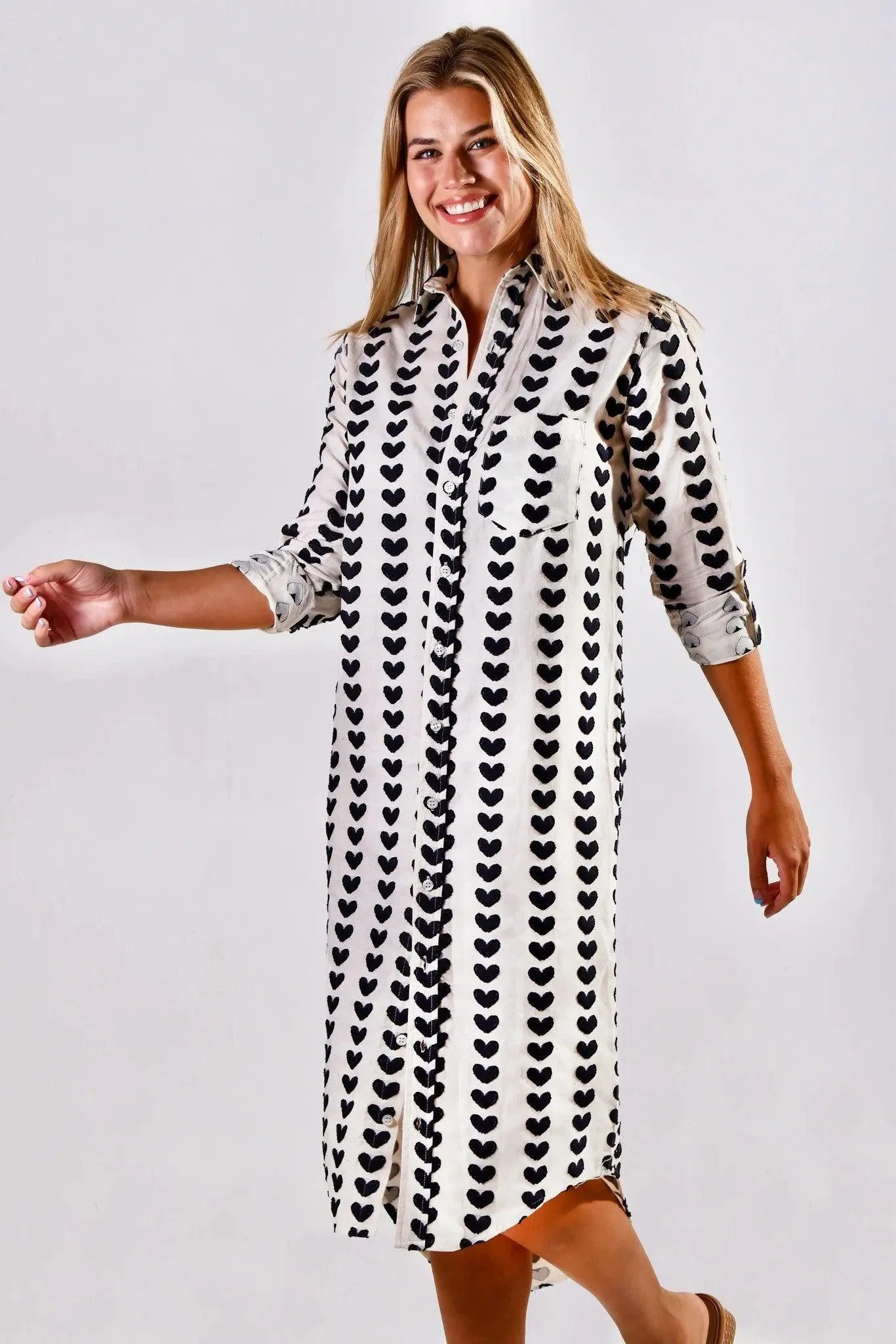 Emily Phillips - Black Hearts Midi Shirtdress