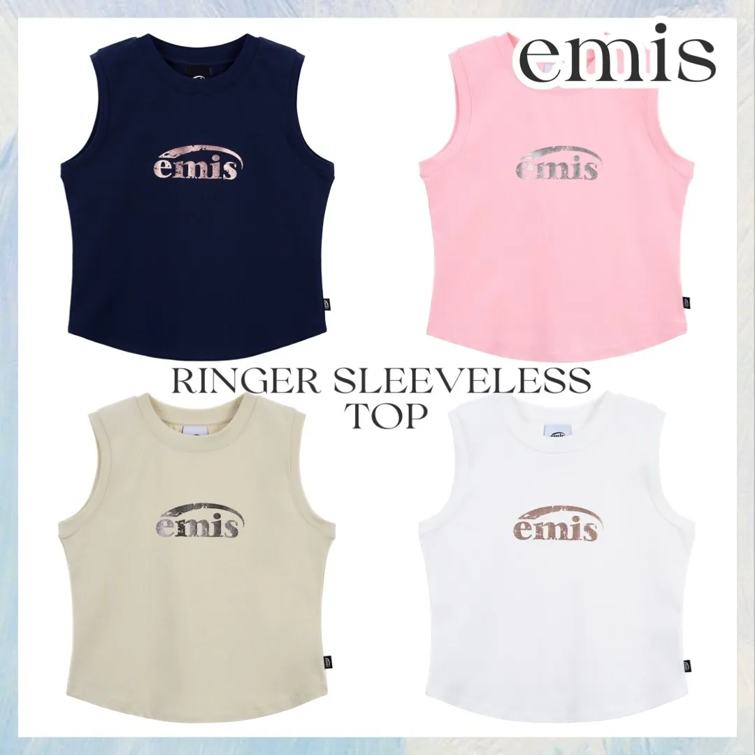 EMIS  |Casual Style Street Style Plain Cotton Logos on the Sleeves