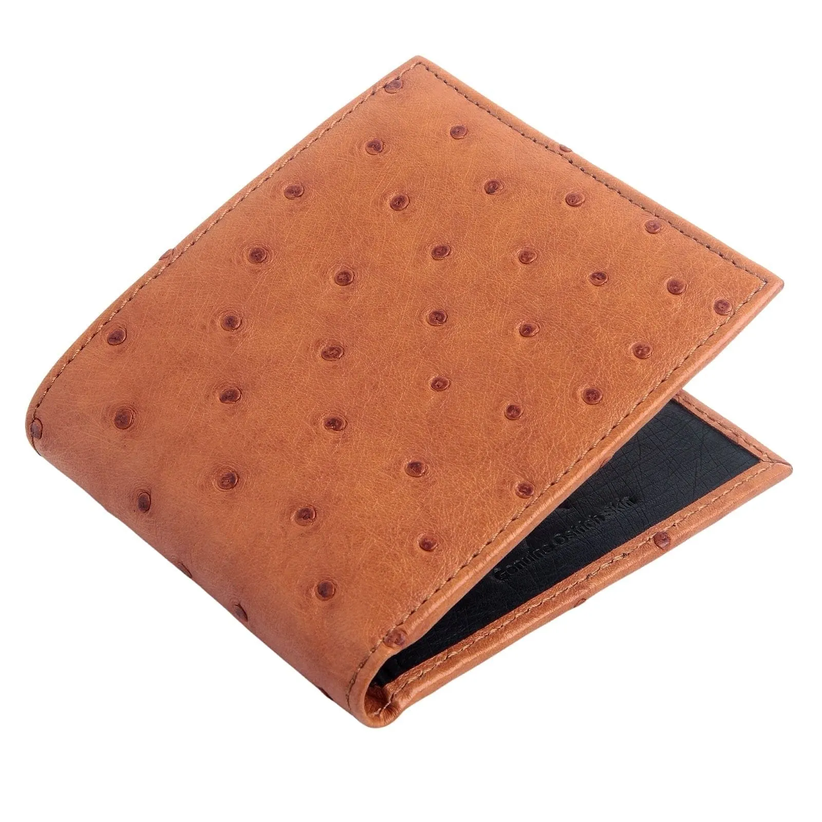 Exotic Twotone Tan Brown Ostrich Leather Wallet