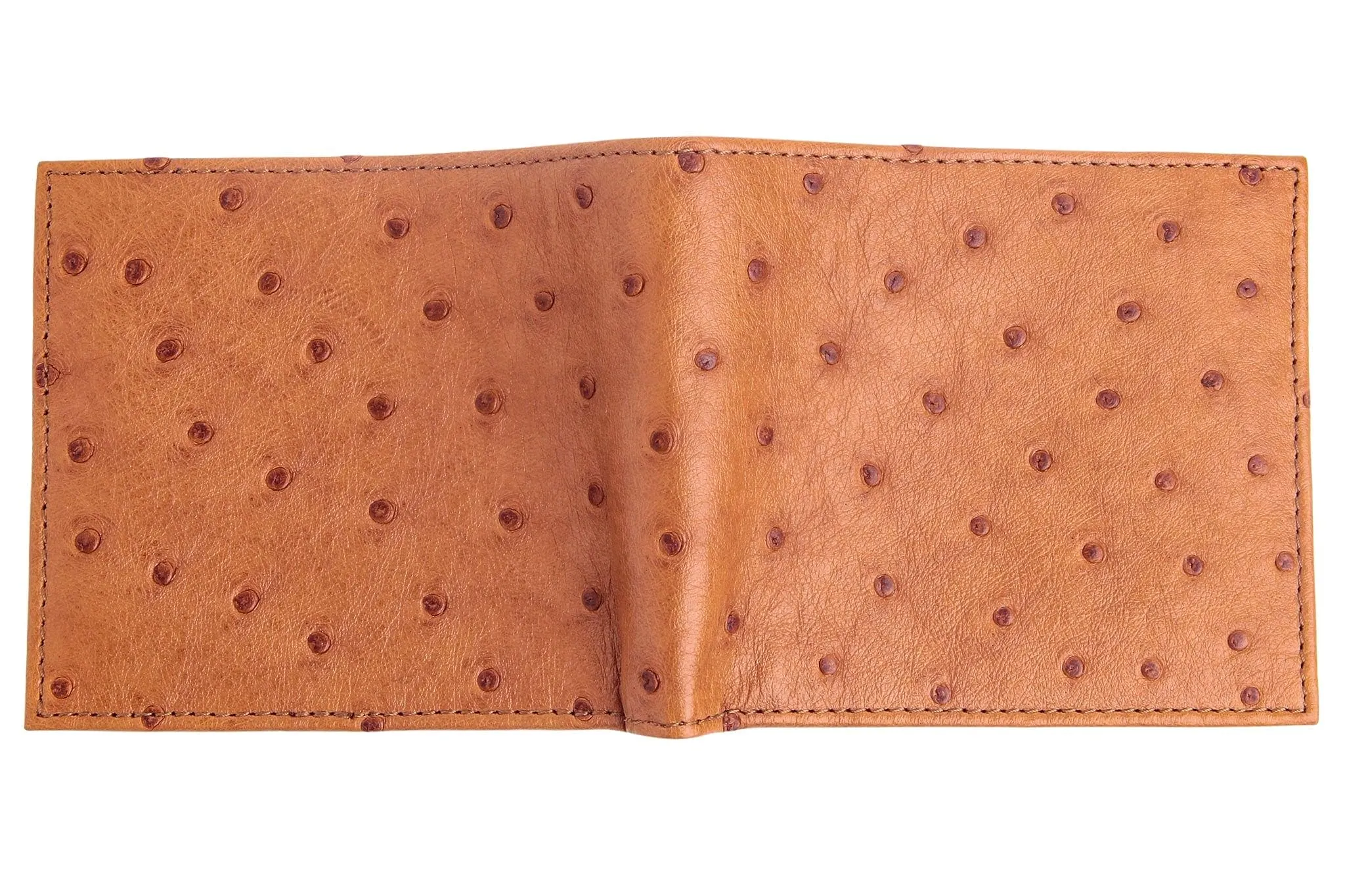 Exotic Twotone Tan Brown Ostrich Leather Wallet