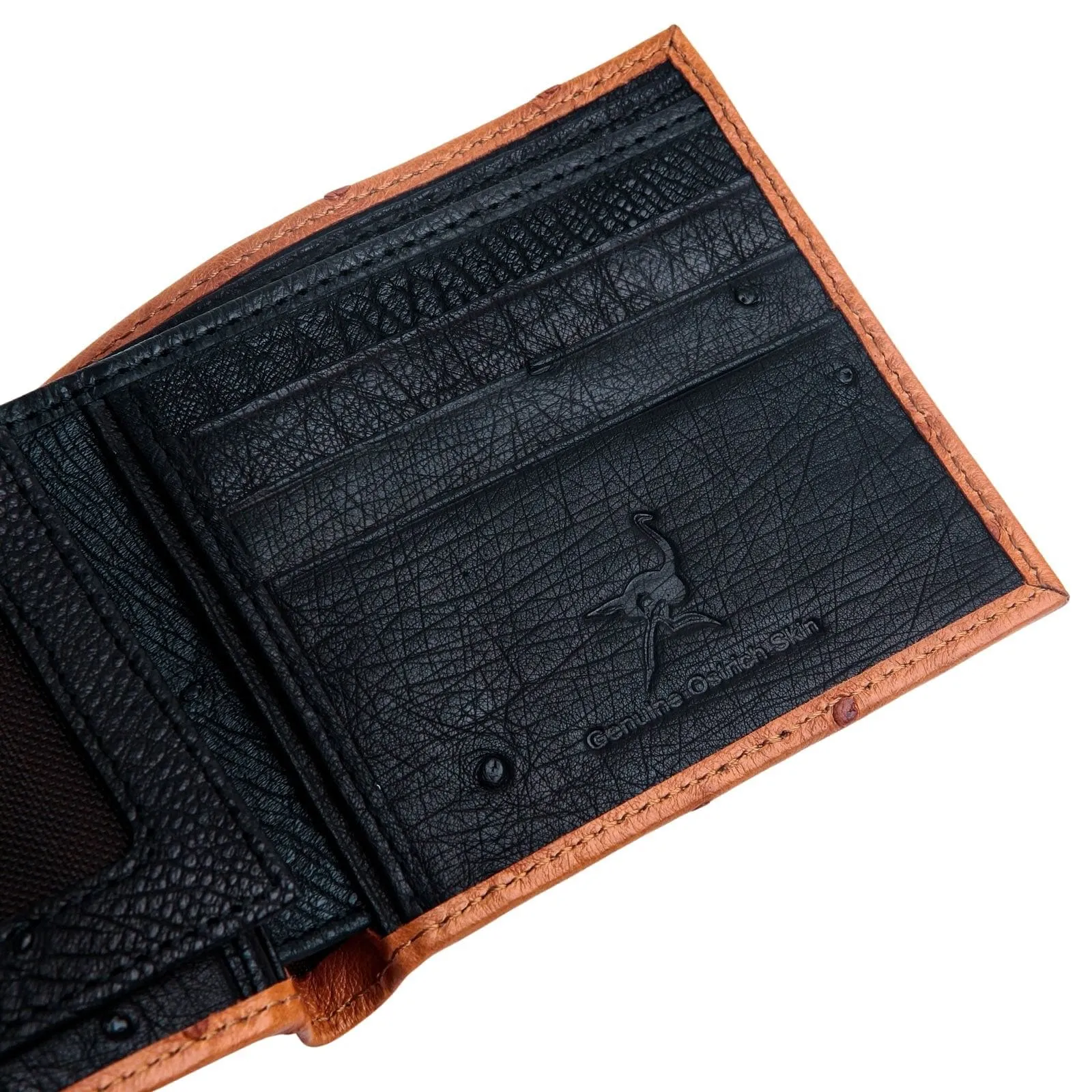 Exotic Twotone Tan Brown Ostrich Leather Wallet