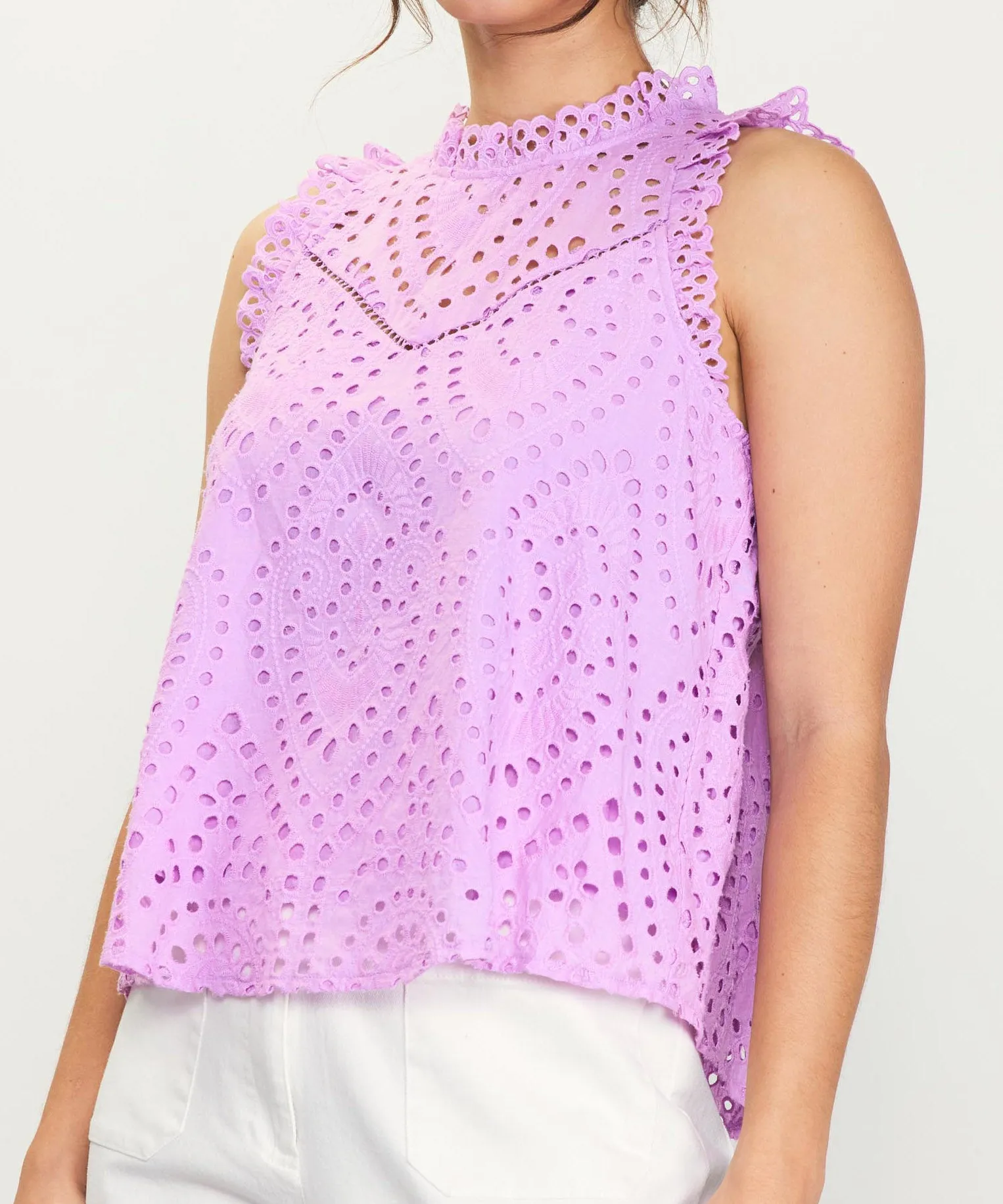 Eyelet Lace Top - Pink Lavender