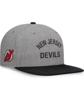 Fanatics NHL Fanatics Heather New Jersey Devils Elements Flat Brim Leather Strapback Hat