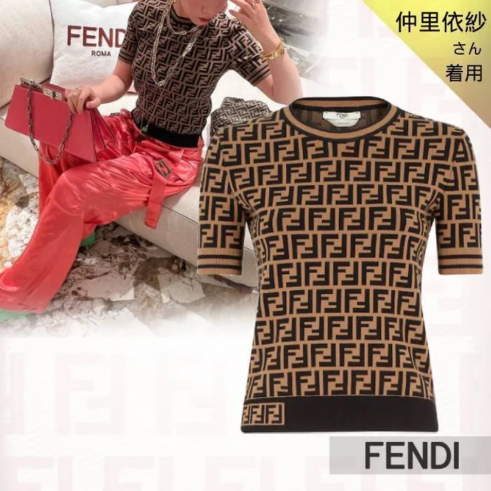 FENDI  |Crew Neck Monogram Casual Style Nylon Rib Medium