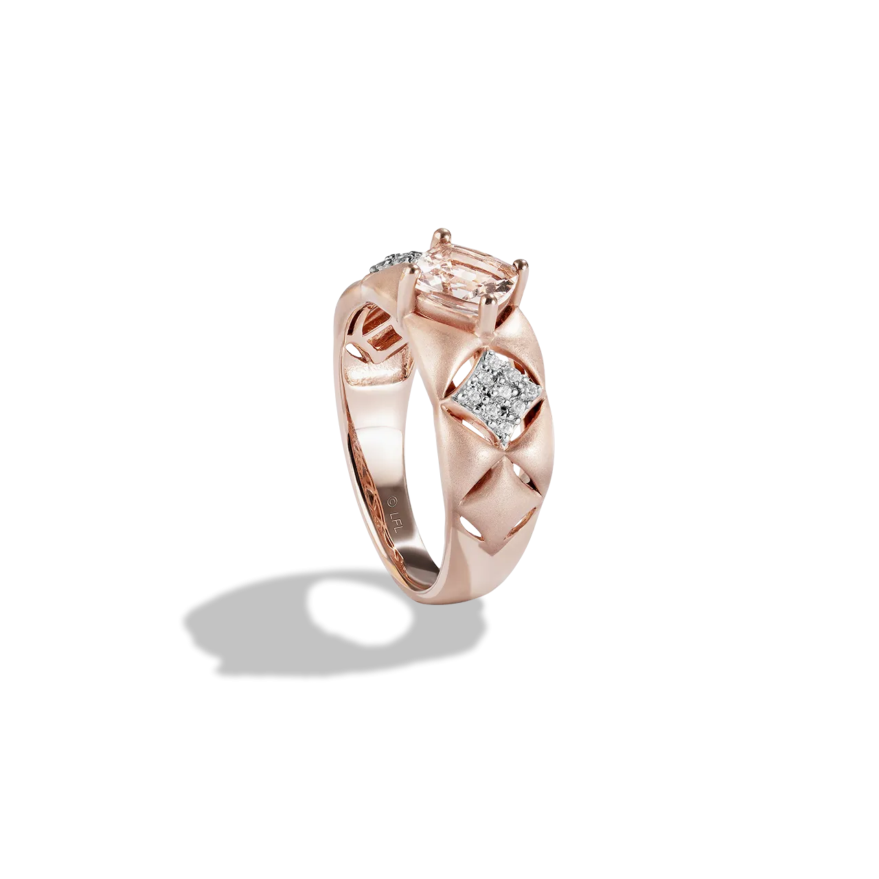 GALACTIC ROYALTY WOMEN'S RING 1/6 CT.TW. White Diamonds and Morganite 10K Rose Gold