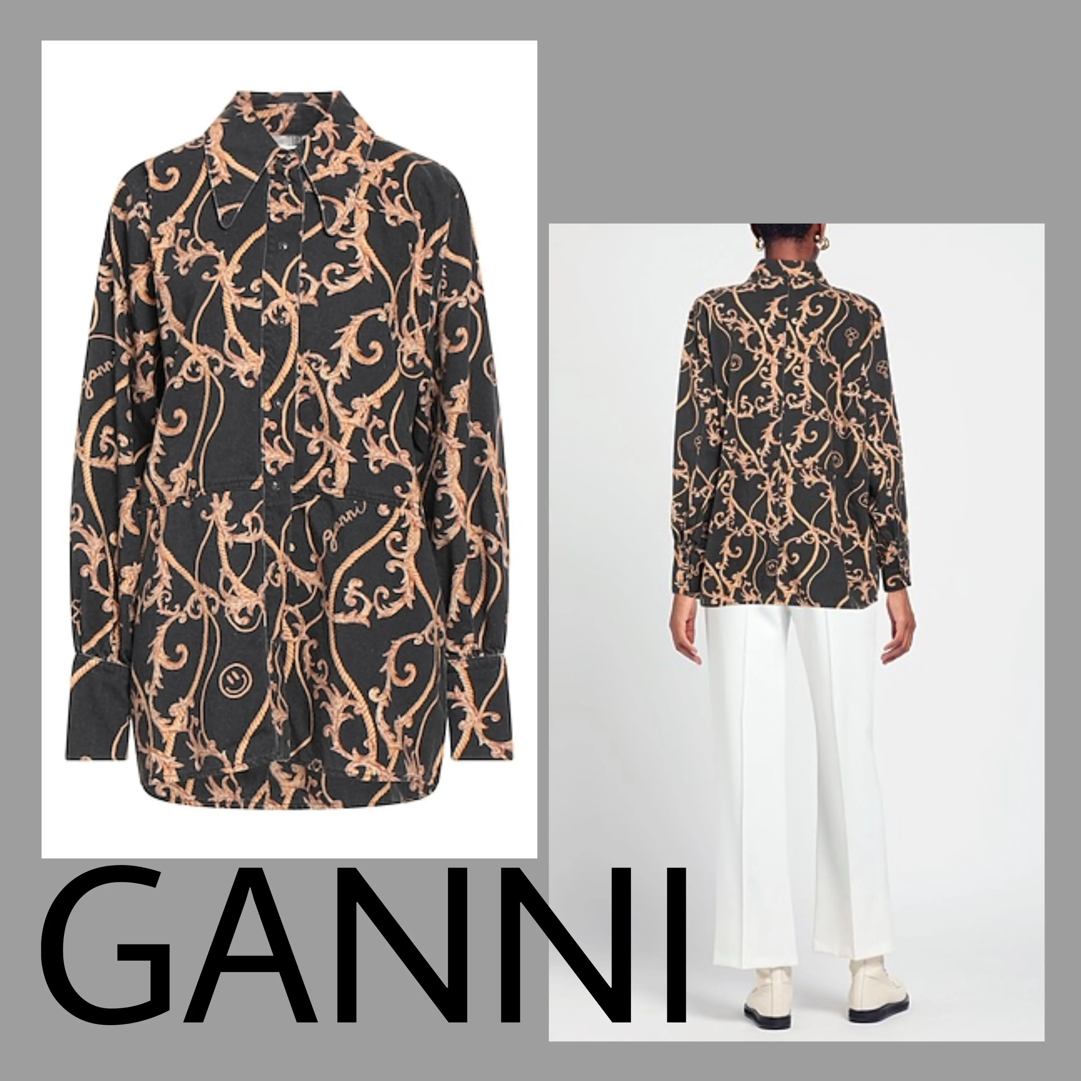 Ganni  |Casual Style Blended Fabrics Cotton Office Style