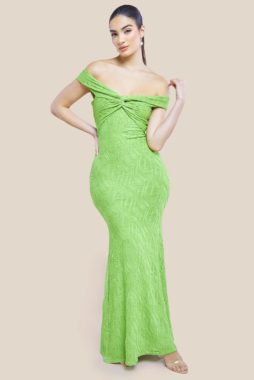 Goddiva Front Knot Twist Maxi Dress