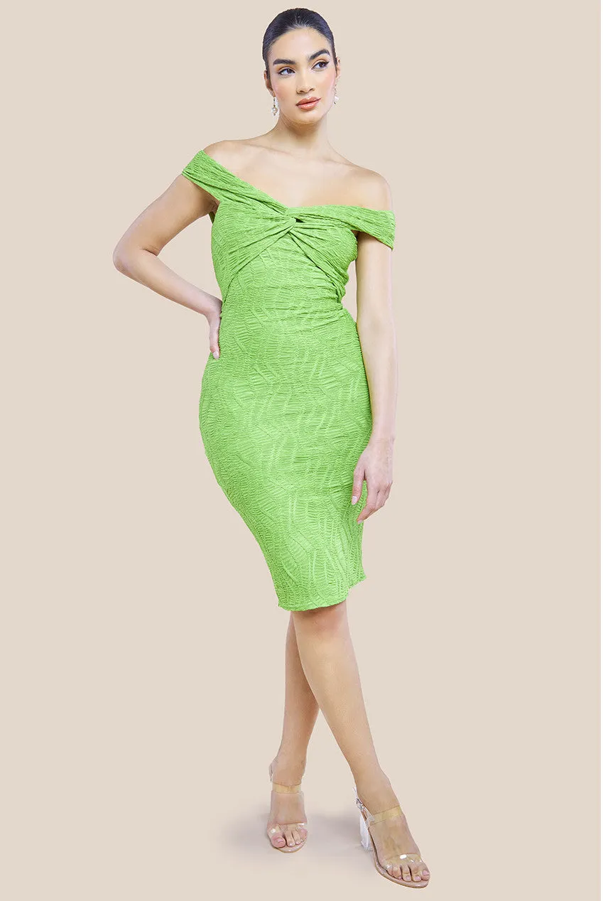 Goddiva Front Knot Twist Midi Dress