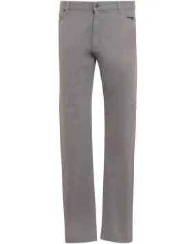 Grey Cotton Blend Casual Pant