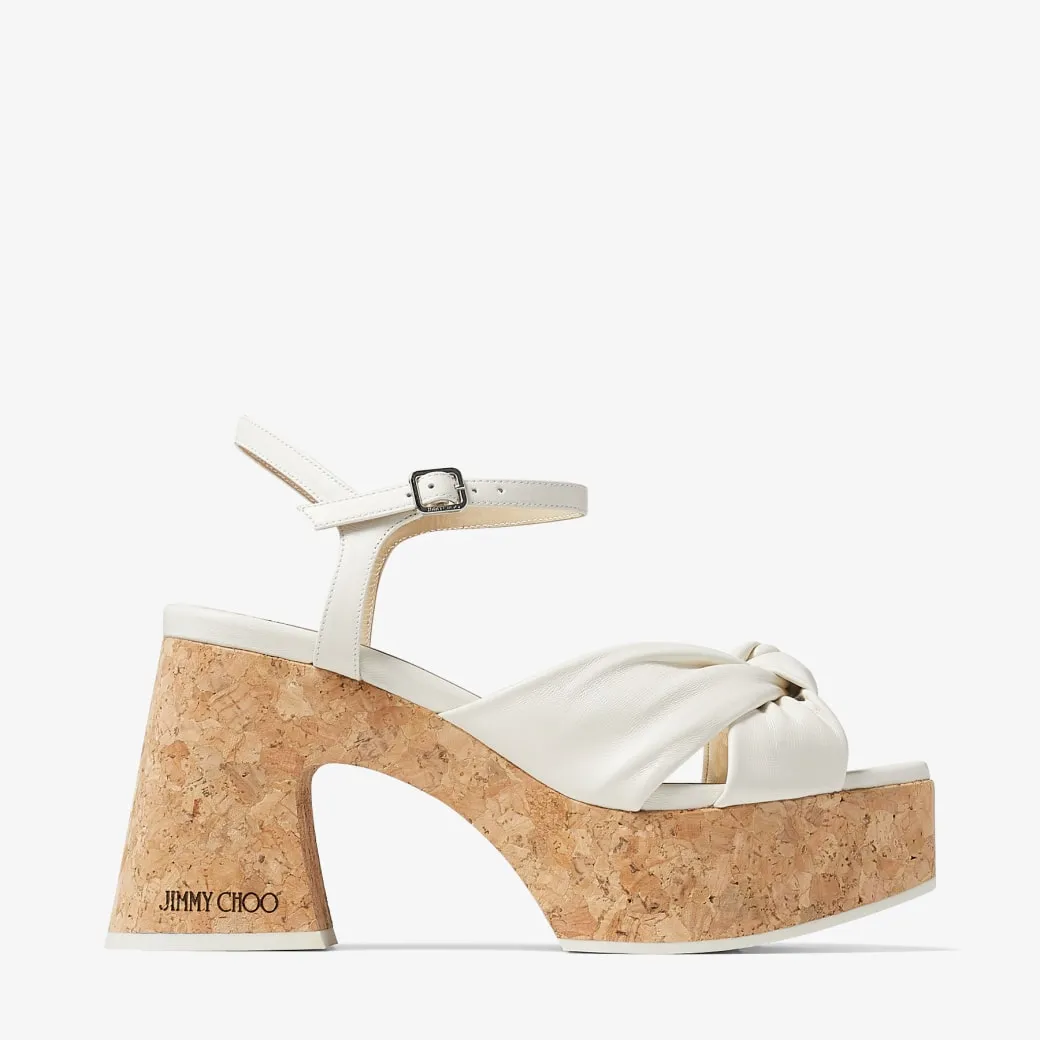 Heloise Wedge 95 Latte Nappa Leather Platform Sandals