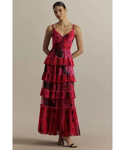 Hutch Freya Sleeveless Tiered Tulle Maxi Dress