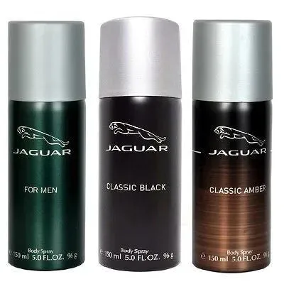 Jaguar Classic Black, Green & Amber Deodorants for Men (Set of 3 x 150 ml)