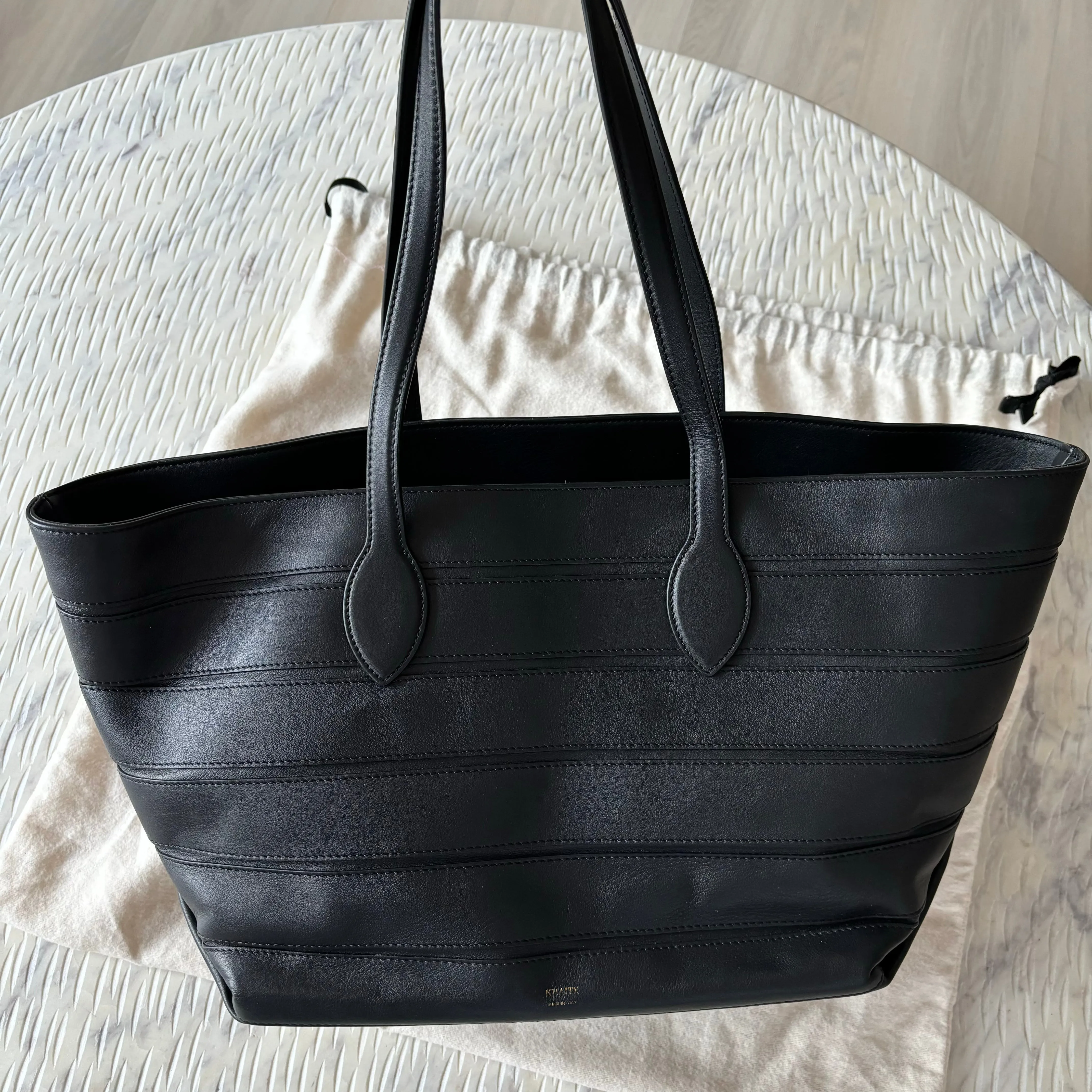 KHAITE Florence Stripe Leather Tote