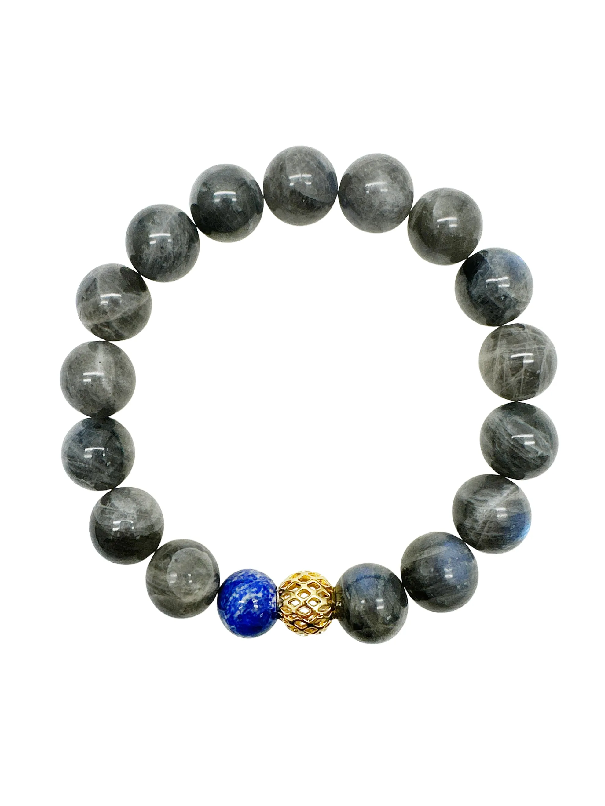 Labradorite With Lapis Men's Bracelet MEB01