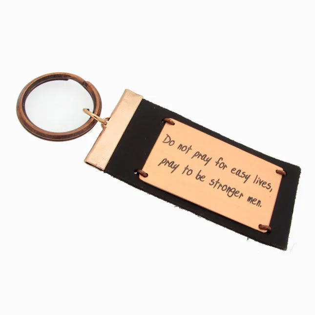 Leather Quote Key Chain