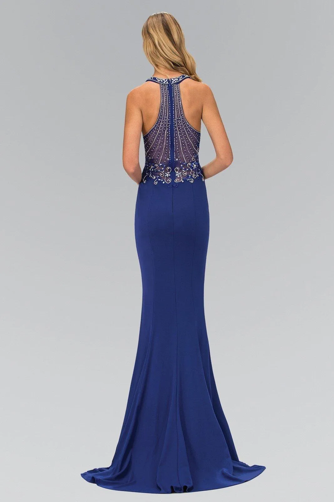 Long Beaded Halter Prom Dress Evening Gown Sale