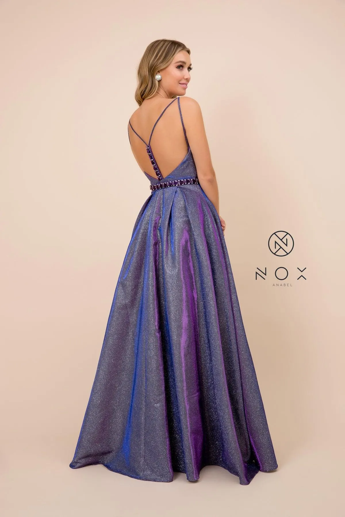 Long Metallic Sleeveless Formal Dress Evening Gown