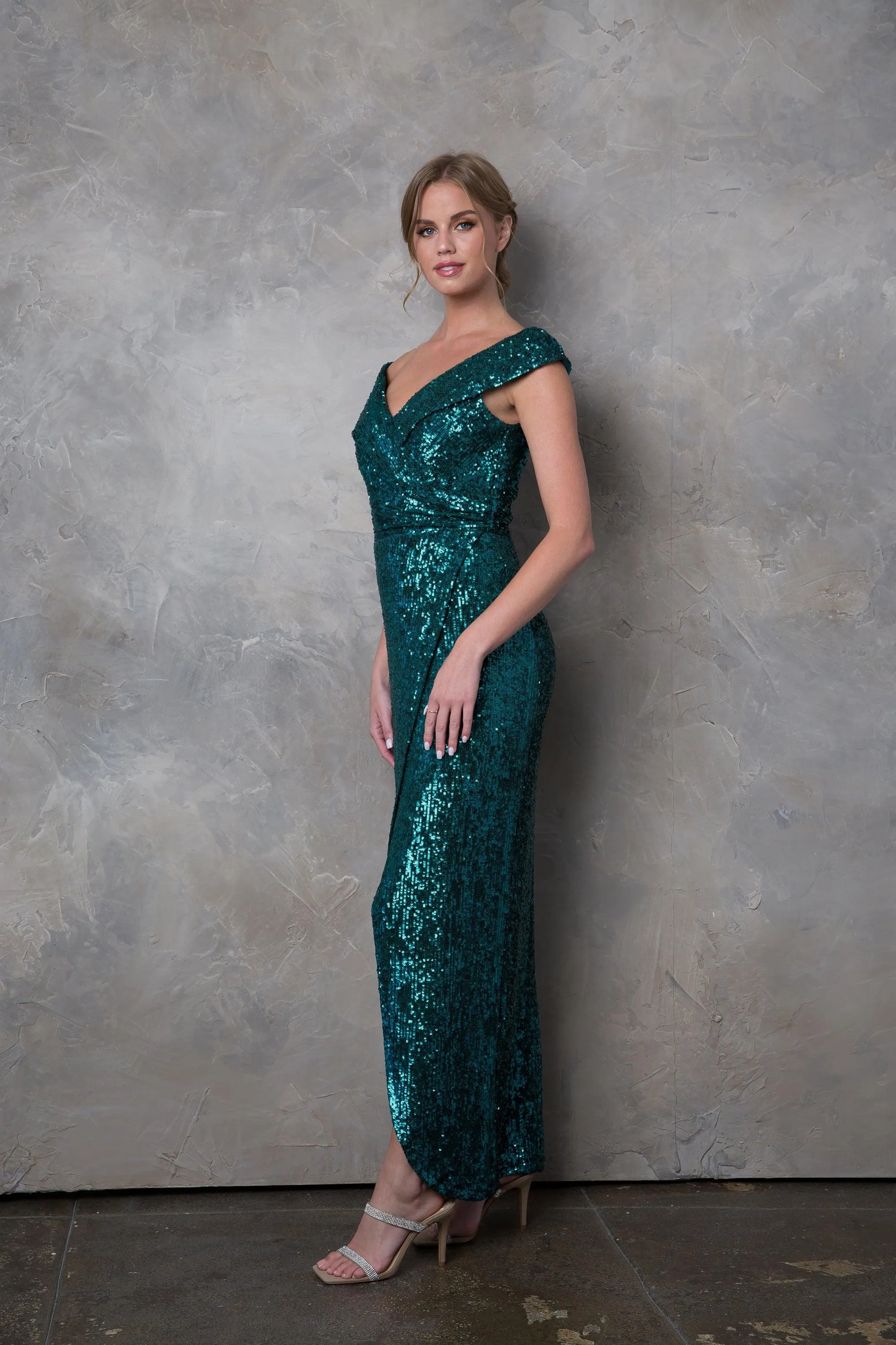 Long Off Shoulder Formal Evening Gown