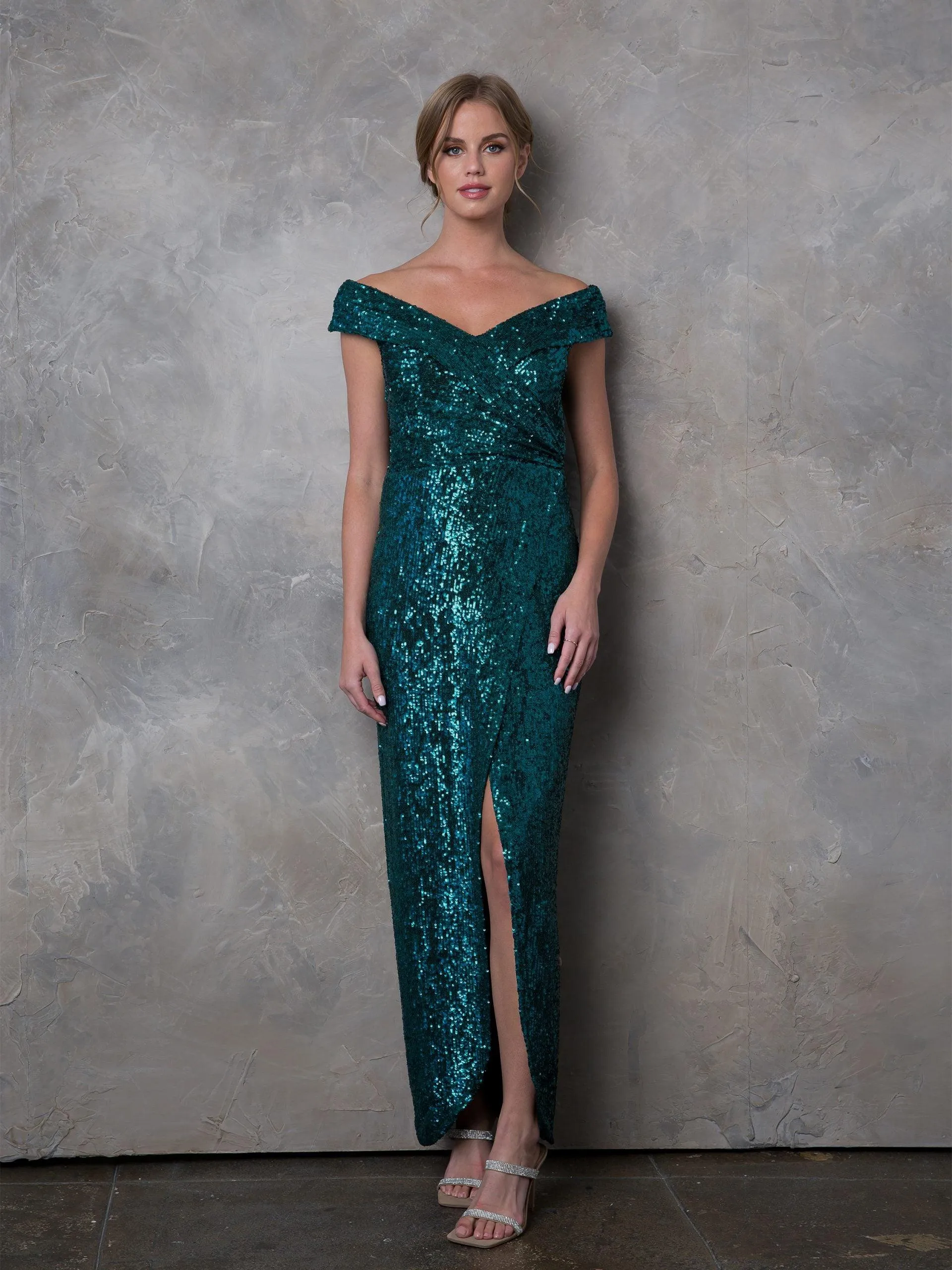 Long Off Shoulder Formal Evening Gown