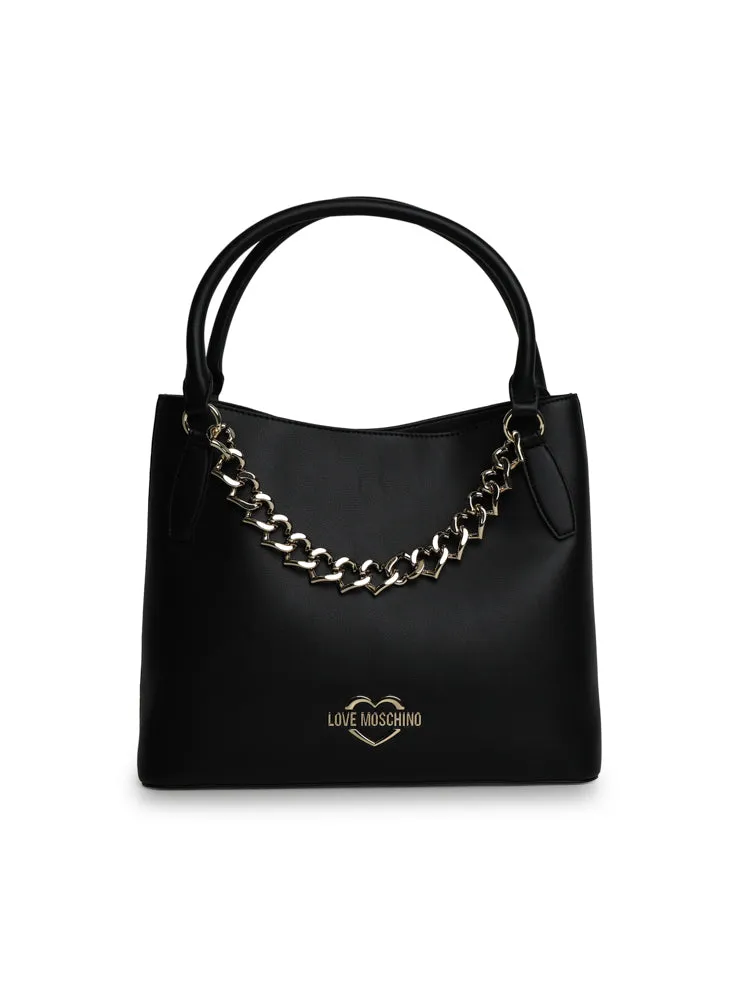 Love Moschino Logo Plaque Chain Link Shoulder Bag