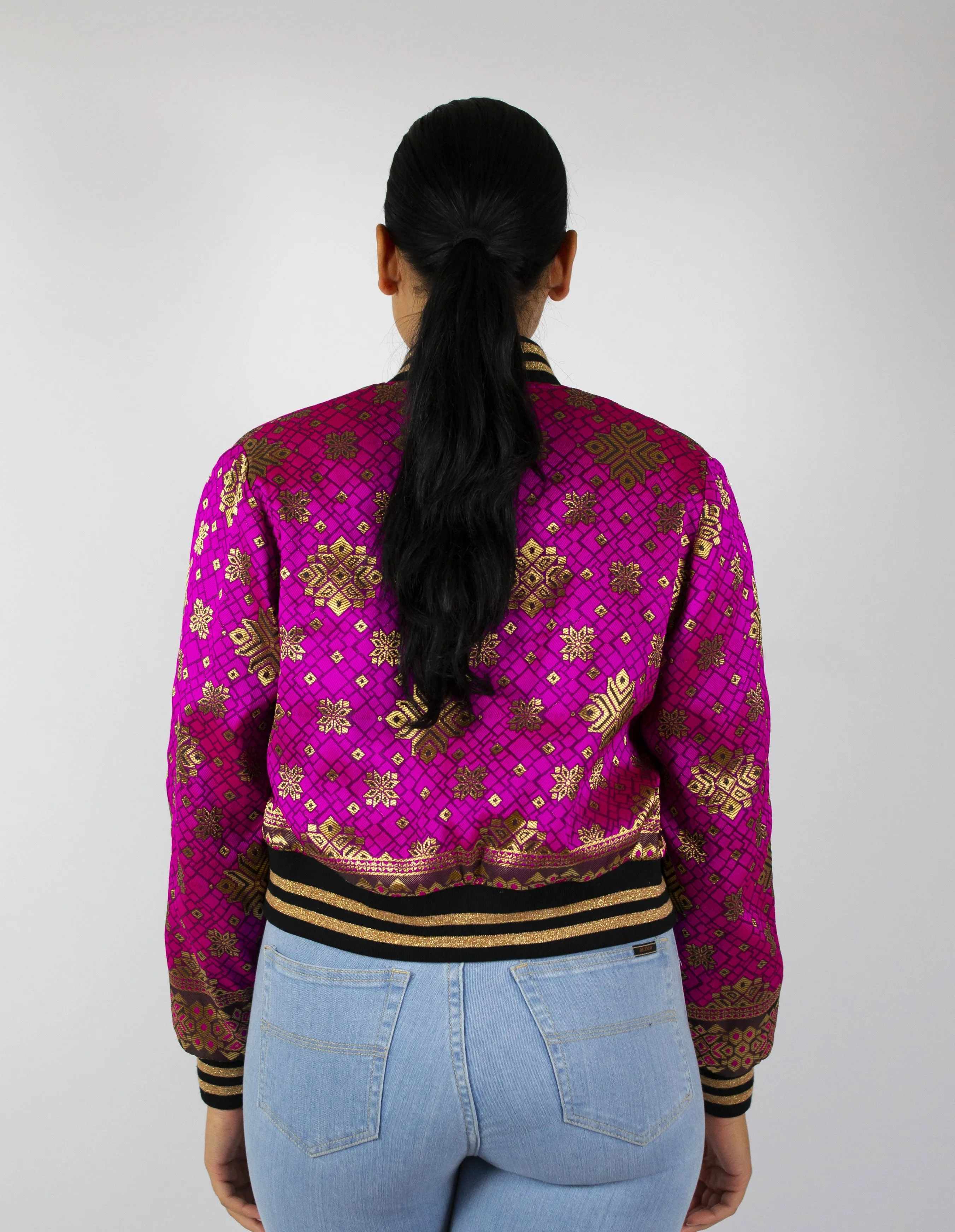 Magenta Starbeam Reversible Bomber Jacket