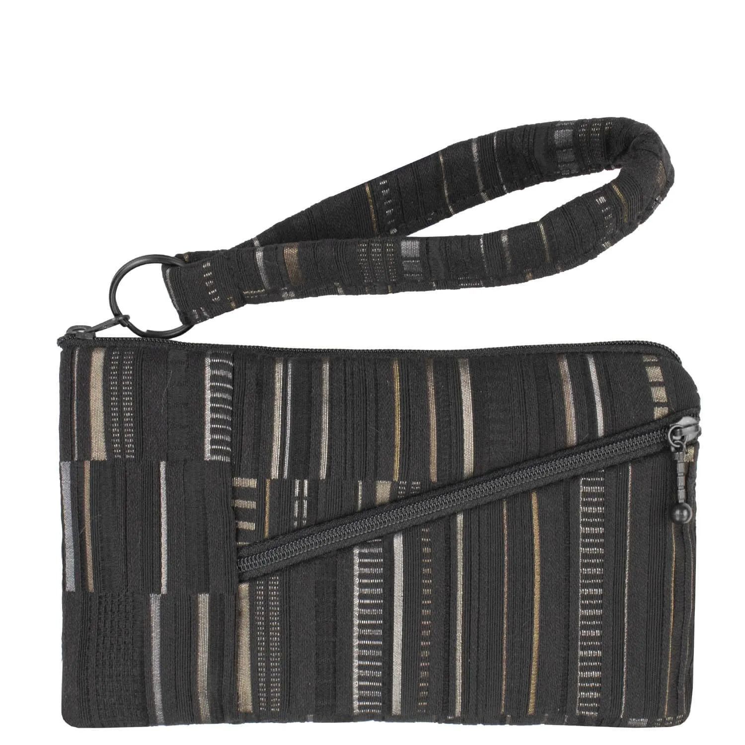 Maruca Beetle Wristlet in Bark Cloth Black