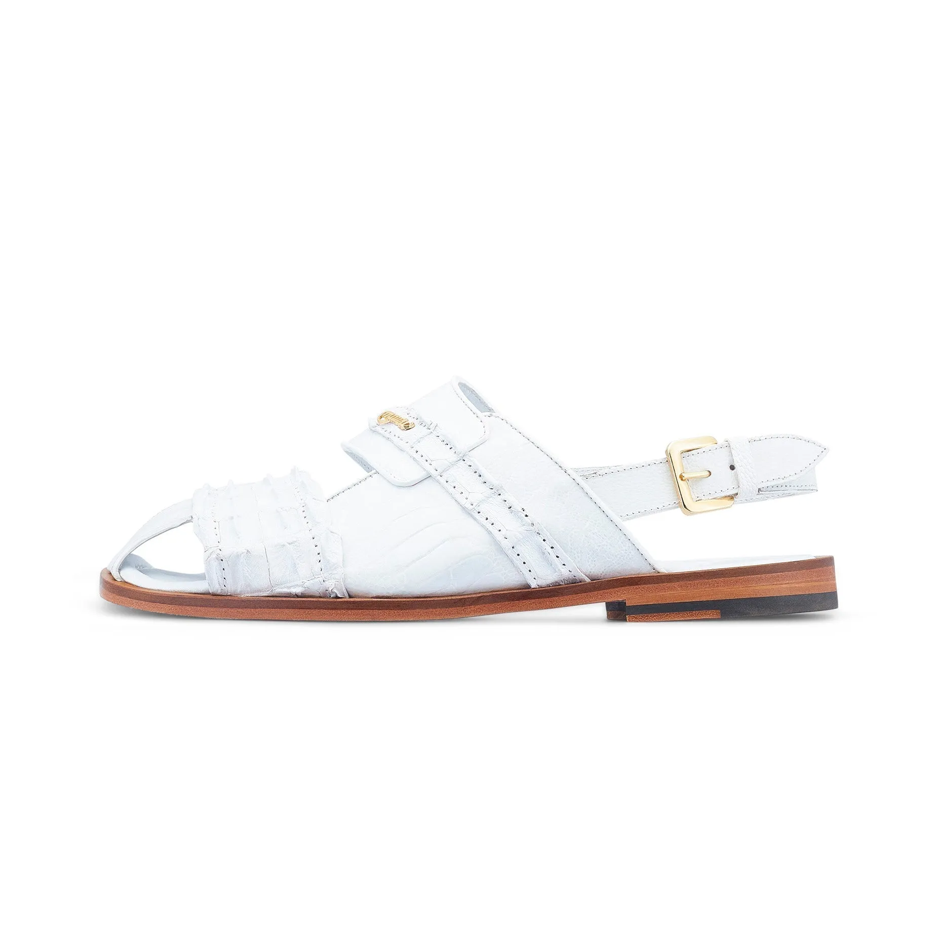 Mauri Bali 5171 Men's Shoes White Exotic Ostrich / Hornback Casual Sandals (MA5524)