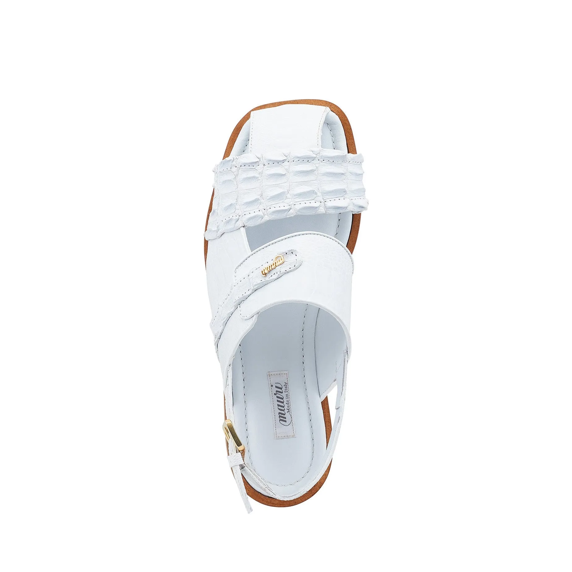 Mauri Bali 5171 Men's Shoes White Exotic Ostrich / Hornback Casual Sandals (MA5524)