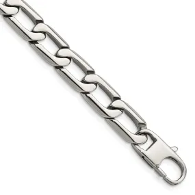 Men's 11mm Stainless Steel Open Oval Curb Chain Bracelet, 8.5 Inch