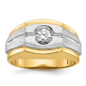 Men's 12mm 14K Two Tone Gold 1/3 Ct Diamond Tapered Band