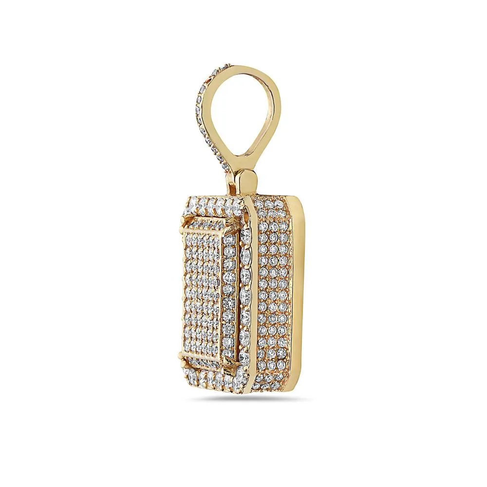 Men's 14K Yellow Gold Box Pendant with 5.80 CT Diamonds