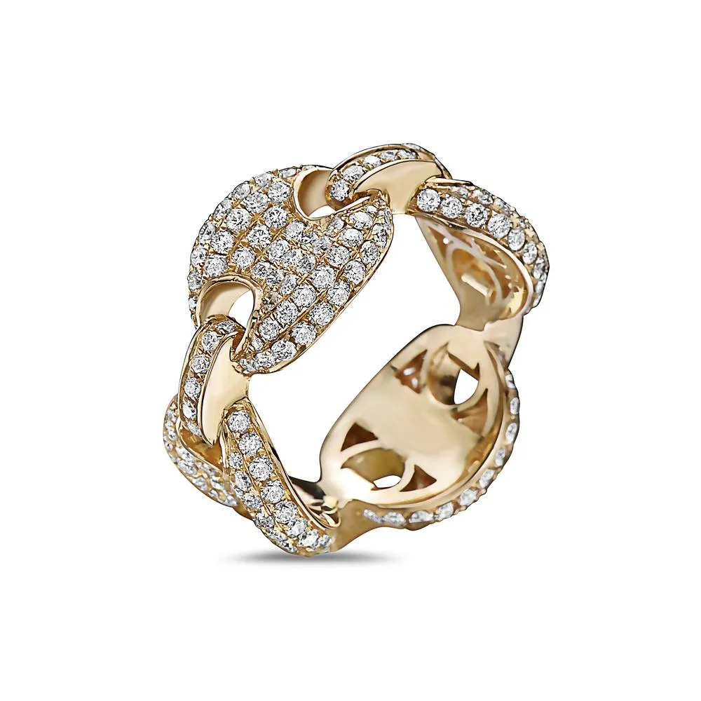 Men's 14K Yellow Gold Chain Ring with 3.45 CT Diamonds